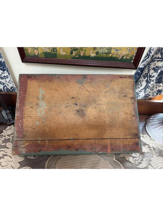 Antique wood cutlery caddy Green Paint utensil carrier Centerpiece Country Farm - Picture 9 of 13